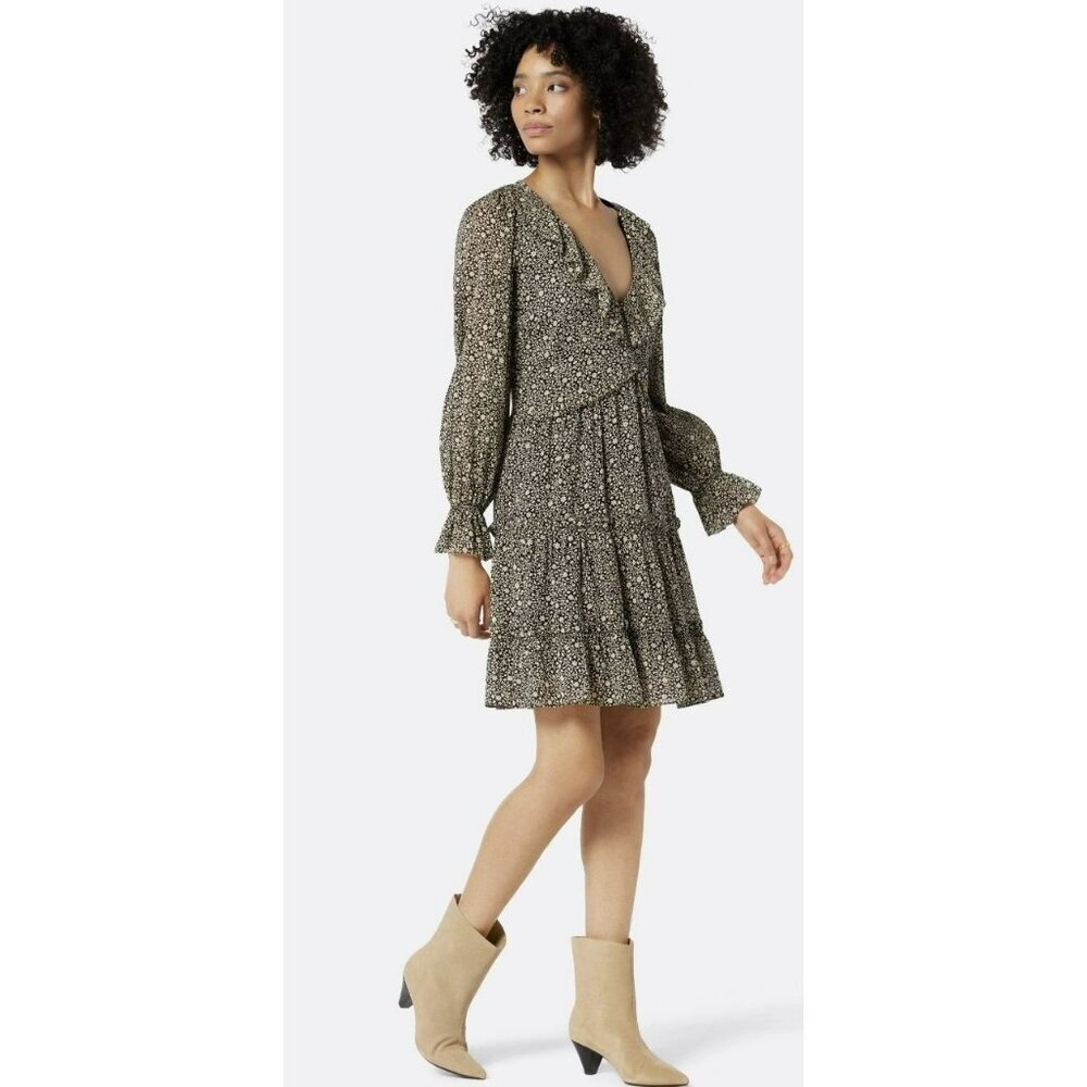 Joie Floral Dress V Neck Long Sleeve Cotton Flouncy Adanson Mini Sz 8 NWT